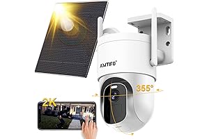 Amtifo Wireless Outdoor Security Camera with Solar Panel and Two-Way Audio