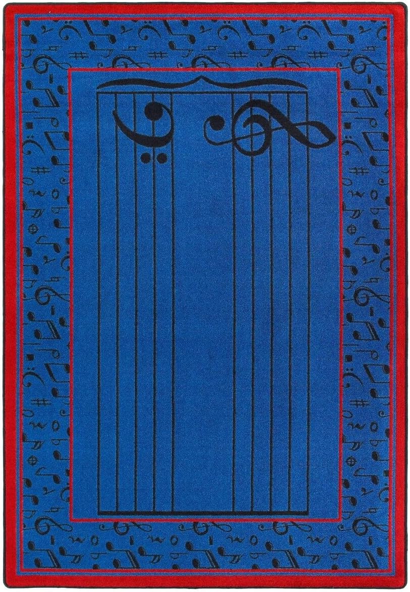 Joy Carpets Kid Essentials Music & Special Needs Fully Staffed Rug, Blue, 7'8" x 10'9"
