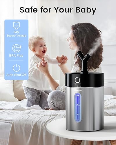 Miniatura 6 de Feekaa Humidificador de acero inoxidable apto para lavavajillas, humidificadores de niebla fría de 4 l1 galón para dormitorio, humidificador fácil