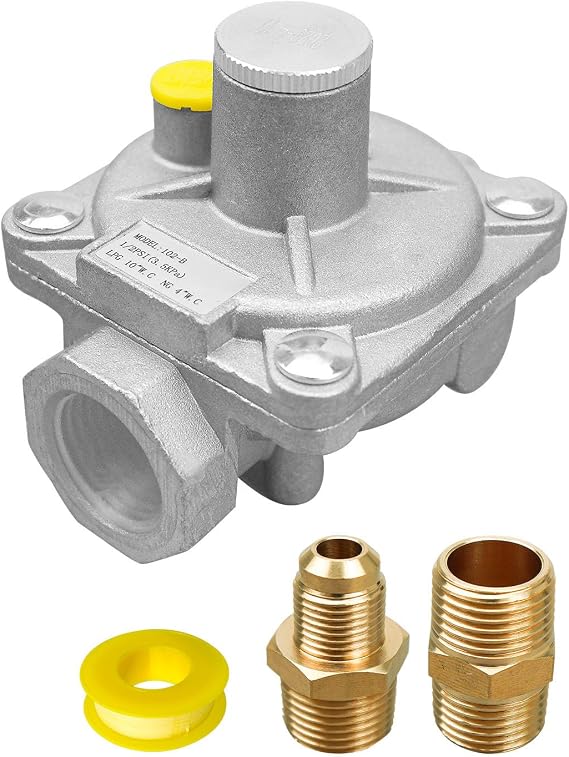 1/2" Natural Gas Pressure Regulator Fit For Natural Gas And Liquefied Gas For NG/LPG Grills, Brass Interchange Pressure Regulator For NG 4" WC Out And LPG 10" WC Out, 1/2" NPT Thread