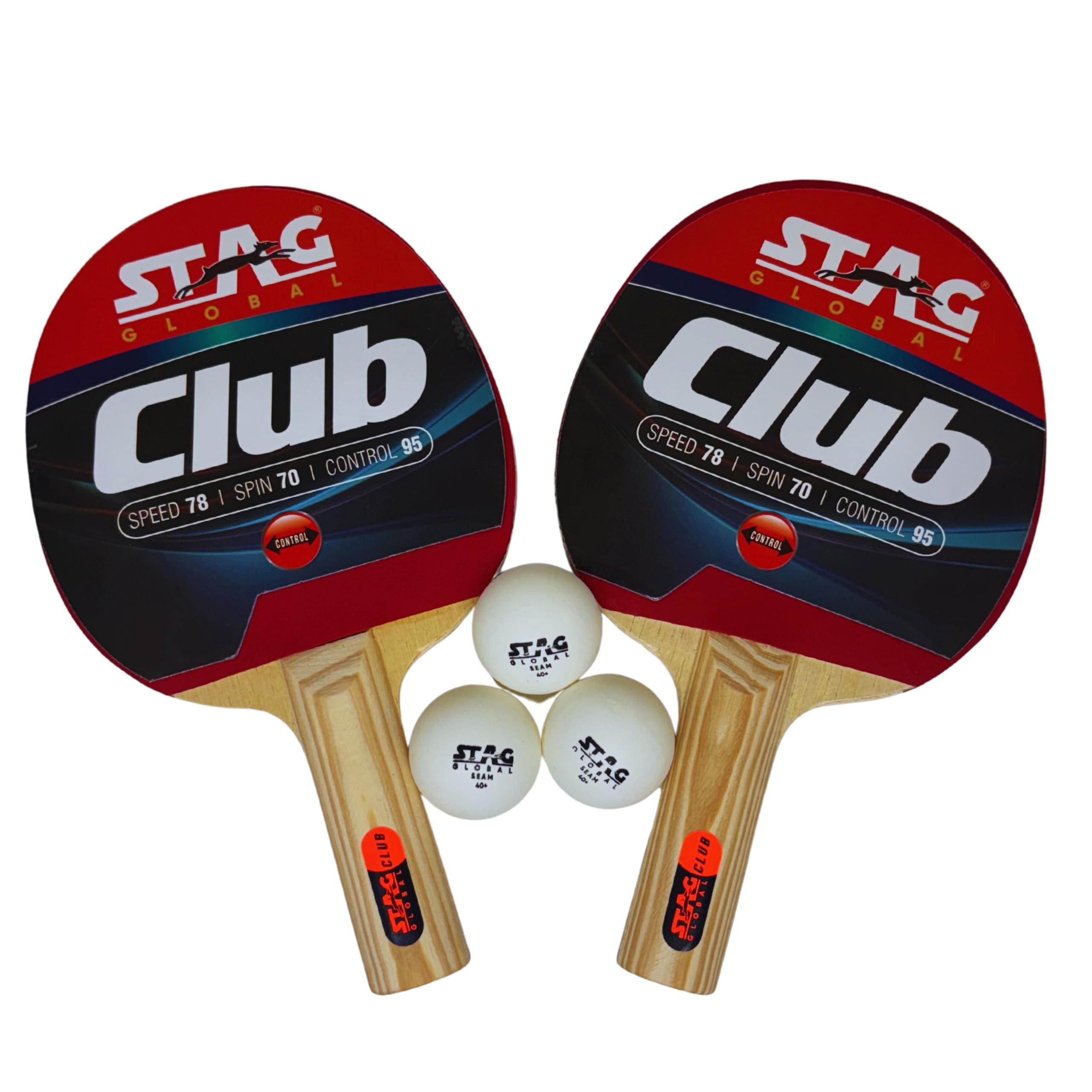 STAG GLOBAL Club Table Tennis Playset | Includes 2 TT Rackets & 3 Balls (White) | ITTF Aproved Rubber | Durable Grip & Smooth Spin | Indoor/Outdoor TT Set-image-40