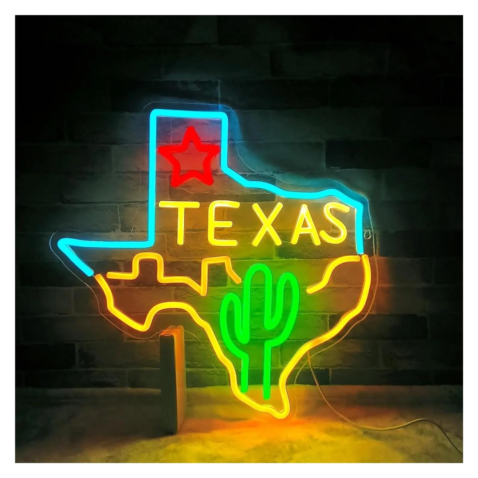 Hängende Kunst Leuchtreklamen Texas Neonschild LED-Licht Dimmbar USB-betrieben Für Bar Club Schlafzimmer Männerhöhle Restaurant Party Geburtstagsdeko 14.09inx13.786in