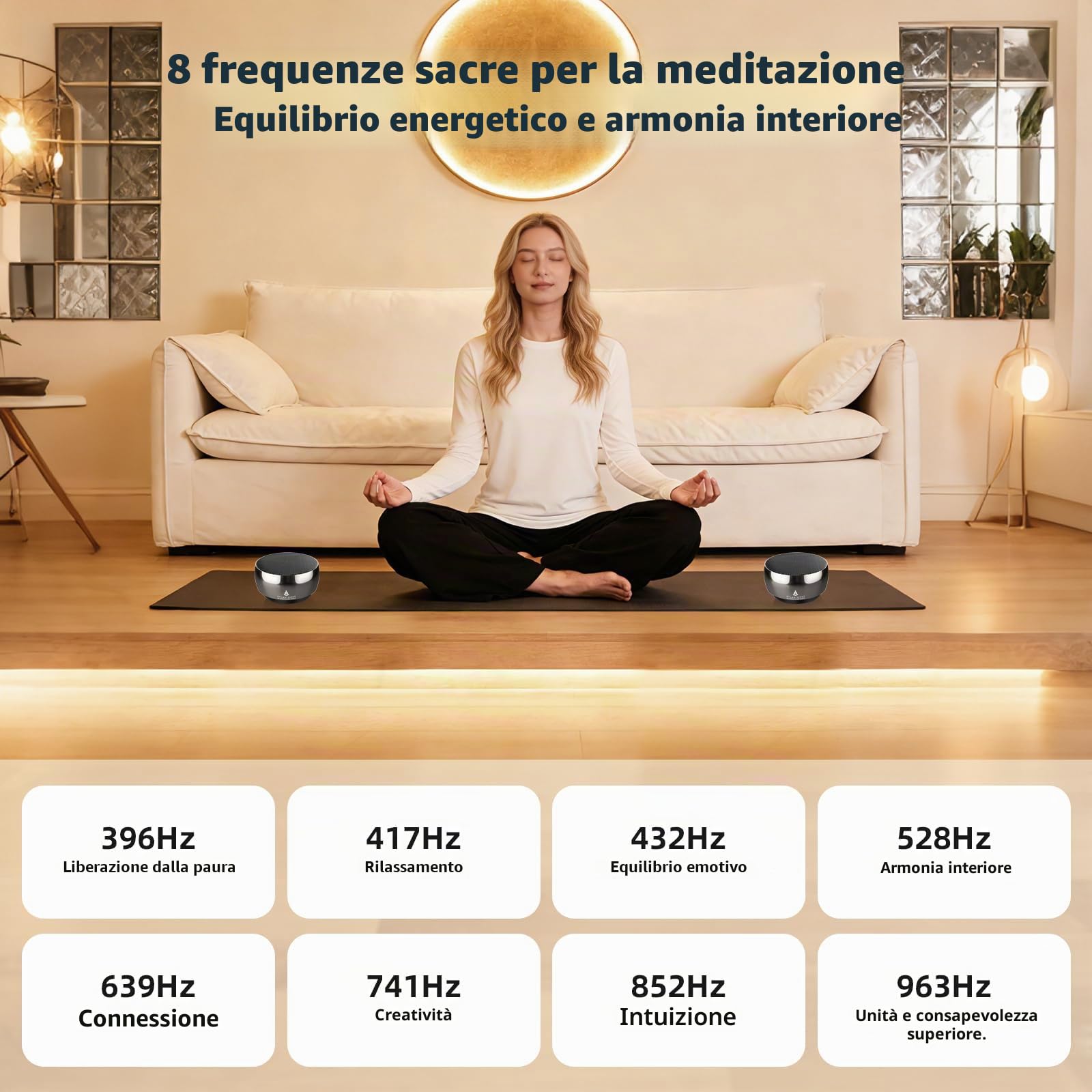 Sistema di meditazione Rylaxtones 8 tipi di suoneria tibetana per meditazione, consapevolezza, bagno sonoro, guarigione dei chakra, sollievo dallo stress, terapia del suono, pratica yoga e altro