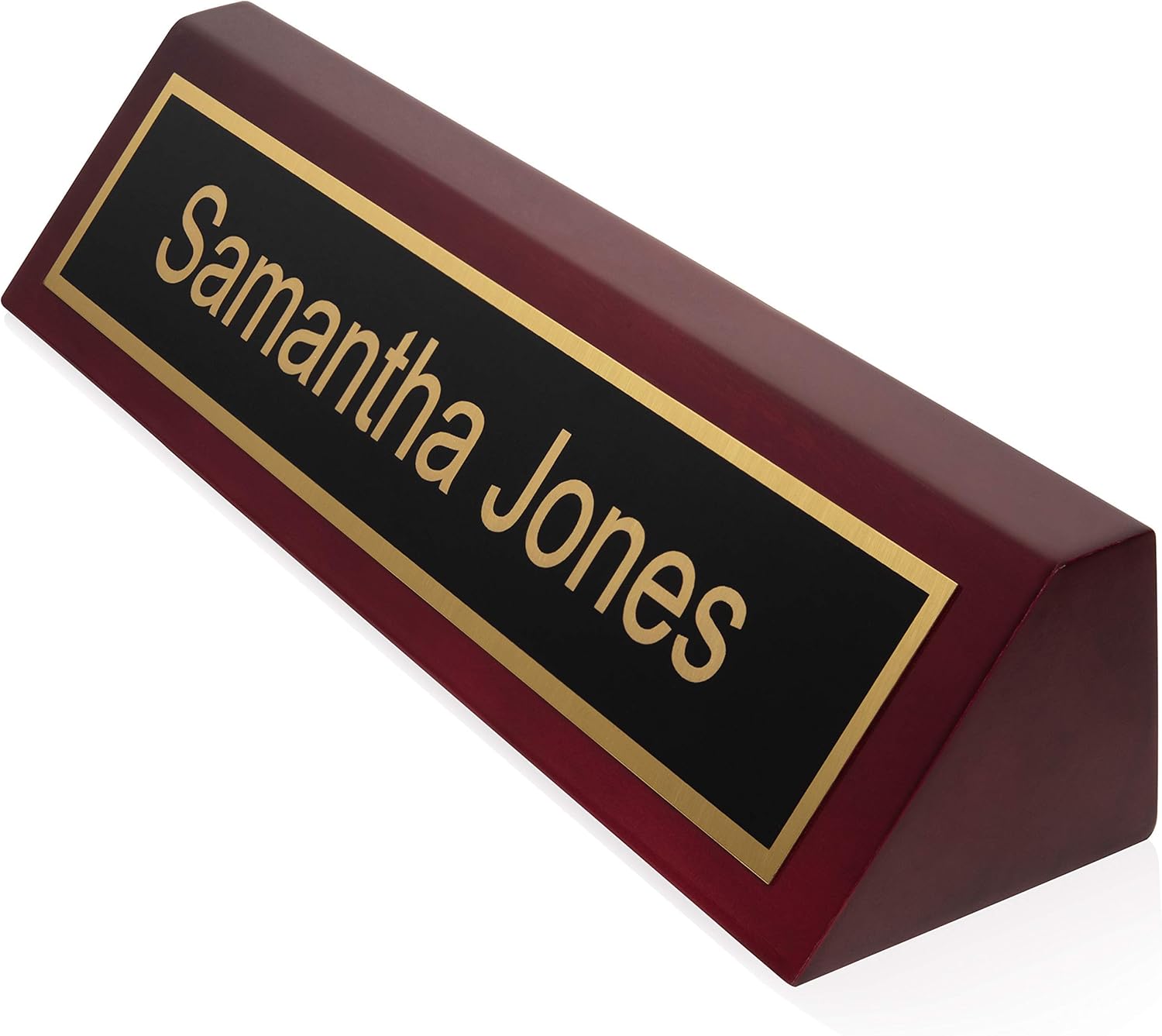 Providence Engraving Personalized Wood Desk Name Plate for Office with Custom Laser Engraved Piano Finish Desk Wedge in Rosewood, 2x8 - Image 6