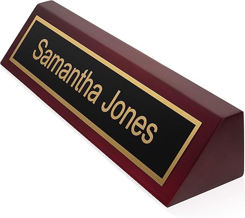 Miniatura 5 de Providence Engraving Placa de nombre de escritorio de madera personalizada para oficina, grabado láser personalizado con soporte para tarjetas de