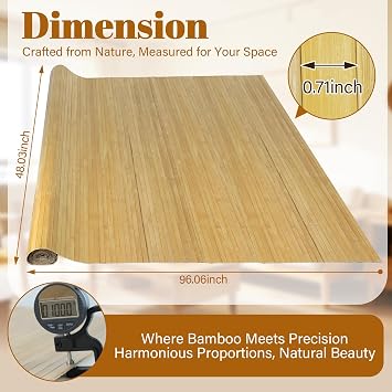 Natural Bamboo Wall Panel for Interior Wall Decor, Pole Wrap Wainscoting Wall Cladding Panel for Kitchen Island, Bedroom, Living Room, Office, Light-Carbonized (48 * 96)