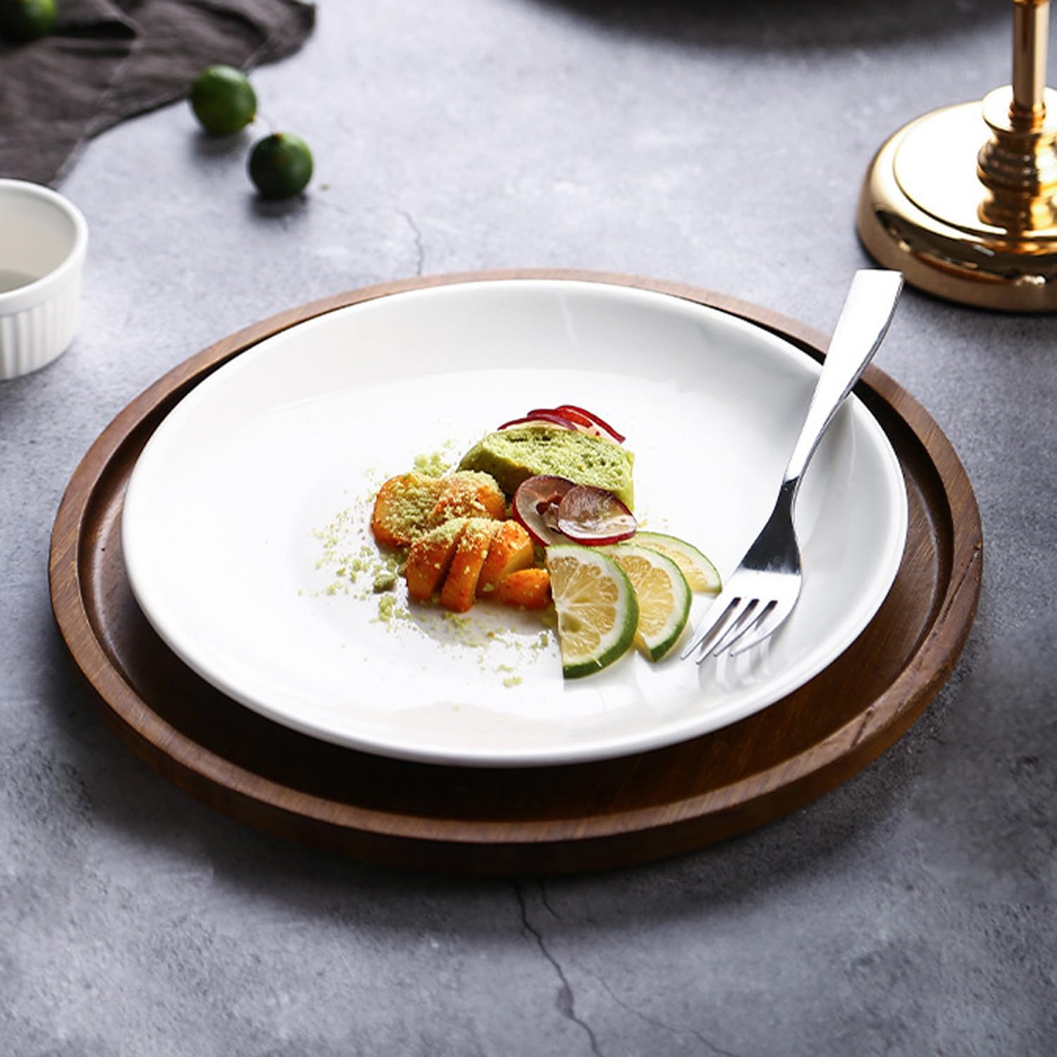Melamine Plates 8Pcs Lightweight Unbreakable Plastic Dinner Dishes Plates Set Feeding Serving Camping Reusable and Dishwasher Safe (8 Inches)