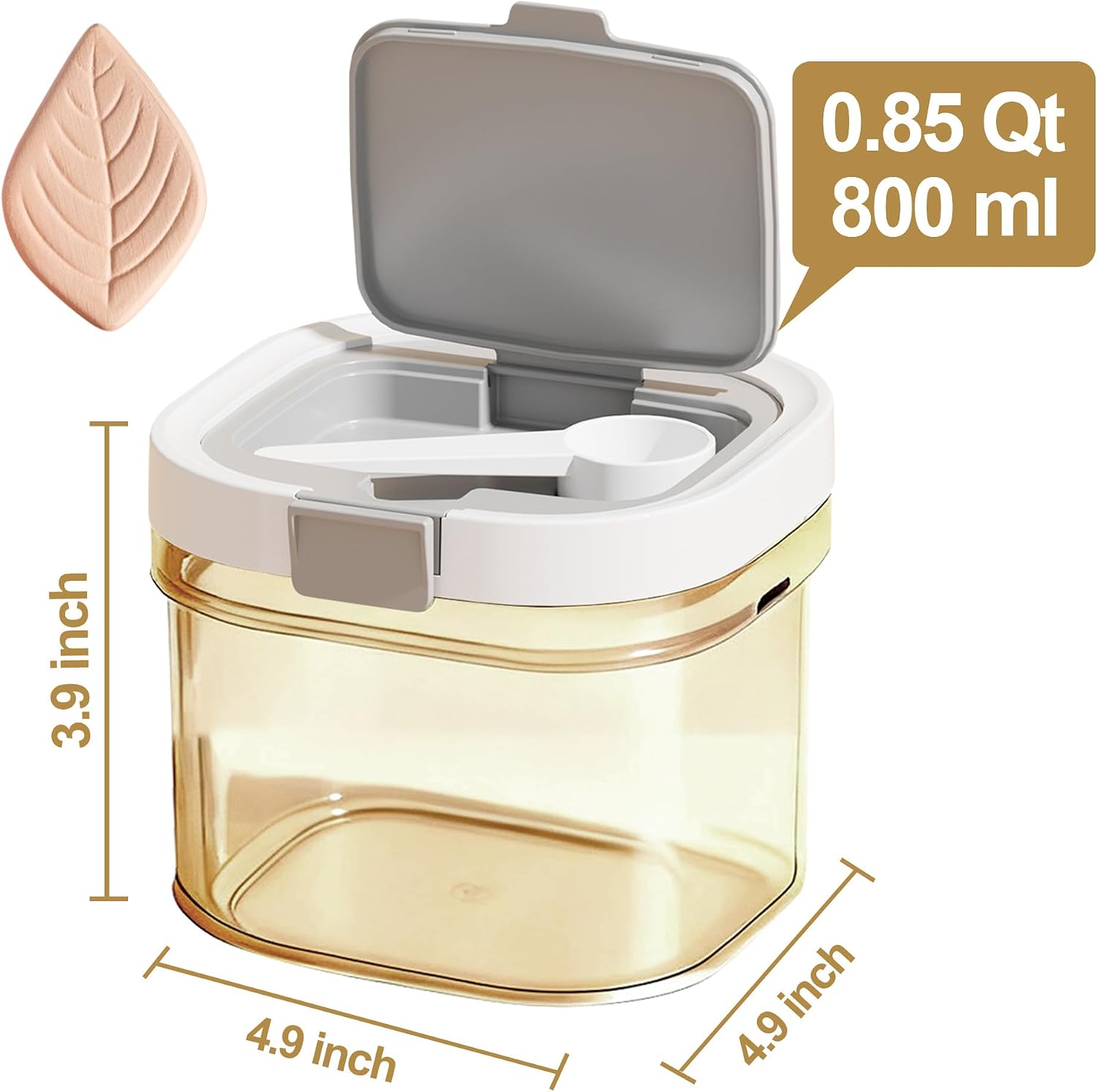 Airtight Coffee Canister, Coffee Storage Jar with Scoop, BPA-Free Stackable Kitchen Storage Containers for Ground Coffee, Coffee Beans, Sugar, Flour, Tea, Cereal & Dry Food, 0.85Qt