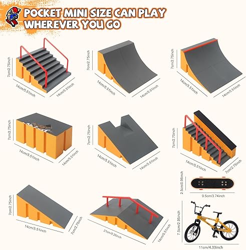 Miniatura 10 de Juego de rampas de patineta de dedo, 6 en 1 más grande, kit de patinaje para patinaje de patinaje, accesorios de entrenamiento con patineta de 6