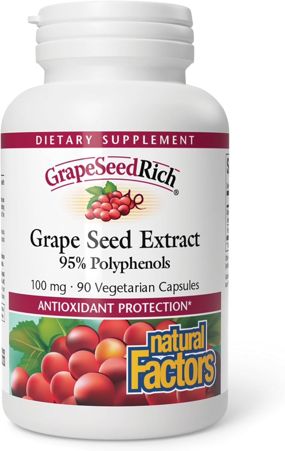 Natural Factors Grape Seed Extract 100 mg, 90 Vegetarian Capsules
