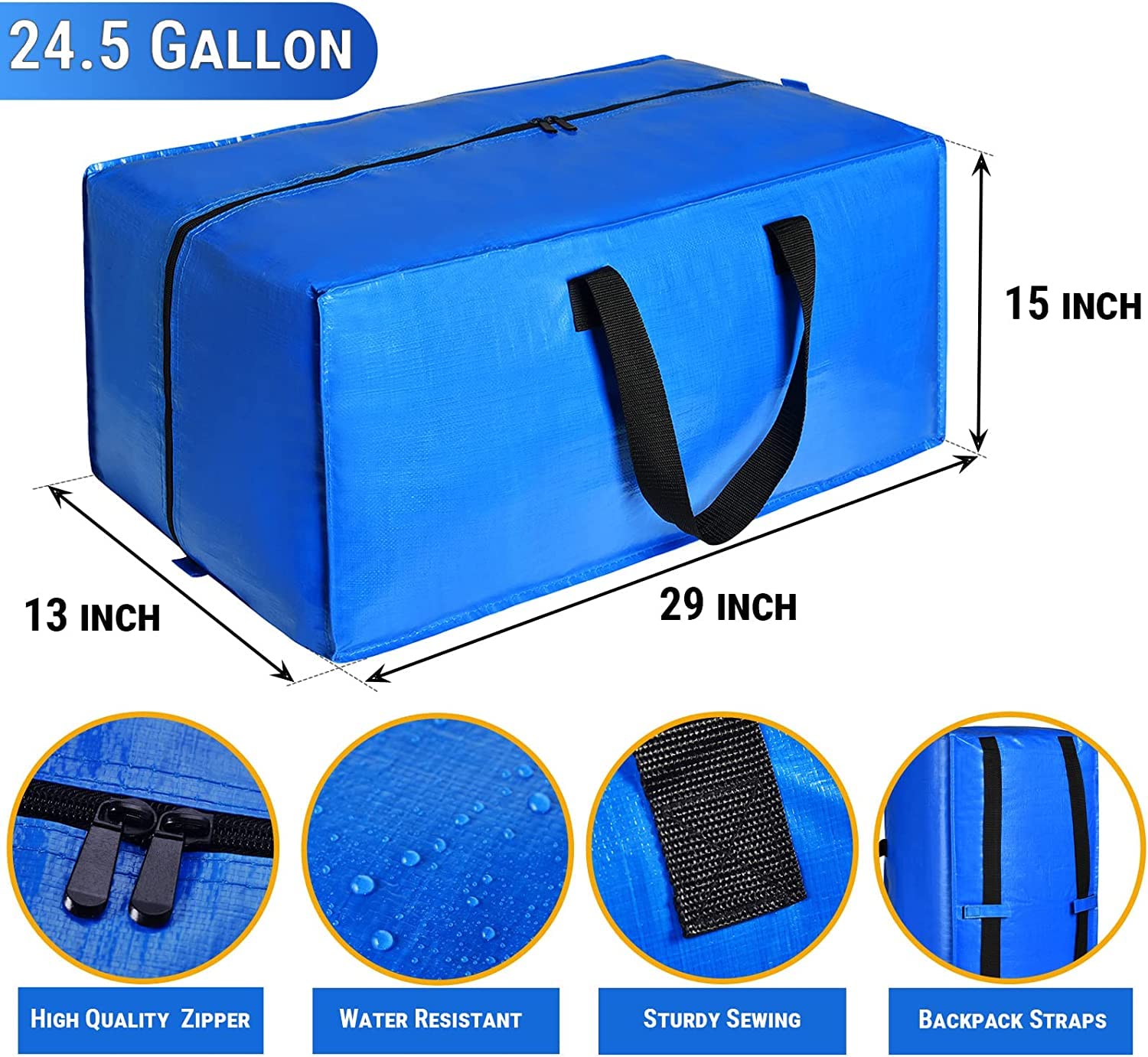 YZK 8pz Grandi Borse Trasloco, scatole per traslochi di grandi dimensioni per uso intensivo, scatole di imballaggio forti per traslochi, borse per traslochi, resistenti all'acqua, salvaspazio(Blu)