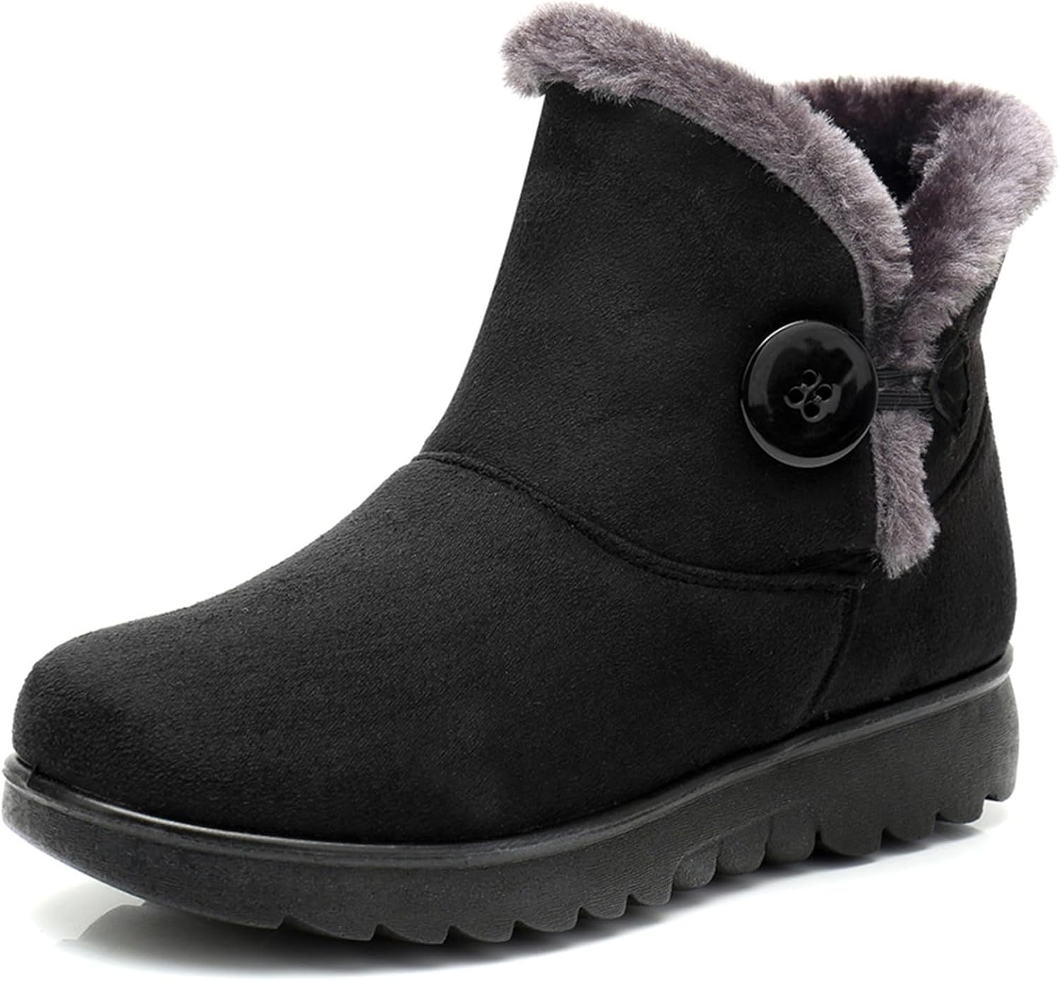 DADAWEN Women's Winter Warm Fur Lined Snow Boots Side Zipper Ankle Boots Outdoor Booties Comfortable Boots for Women