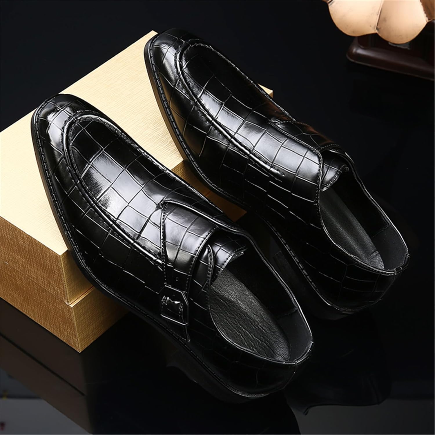 Men's Monk Strap Dress Loafer Shoes Slip-on Tuxedo Loafers for Men Formal Business Casual - Image 8