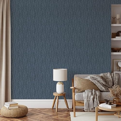 Miniatura 4 de Tempaper Papel tapiz extraíble con hojas con estampado de bloques azules, 20.5 pulgadas x 16.5 pies, fabricado en los Estados Unidos