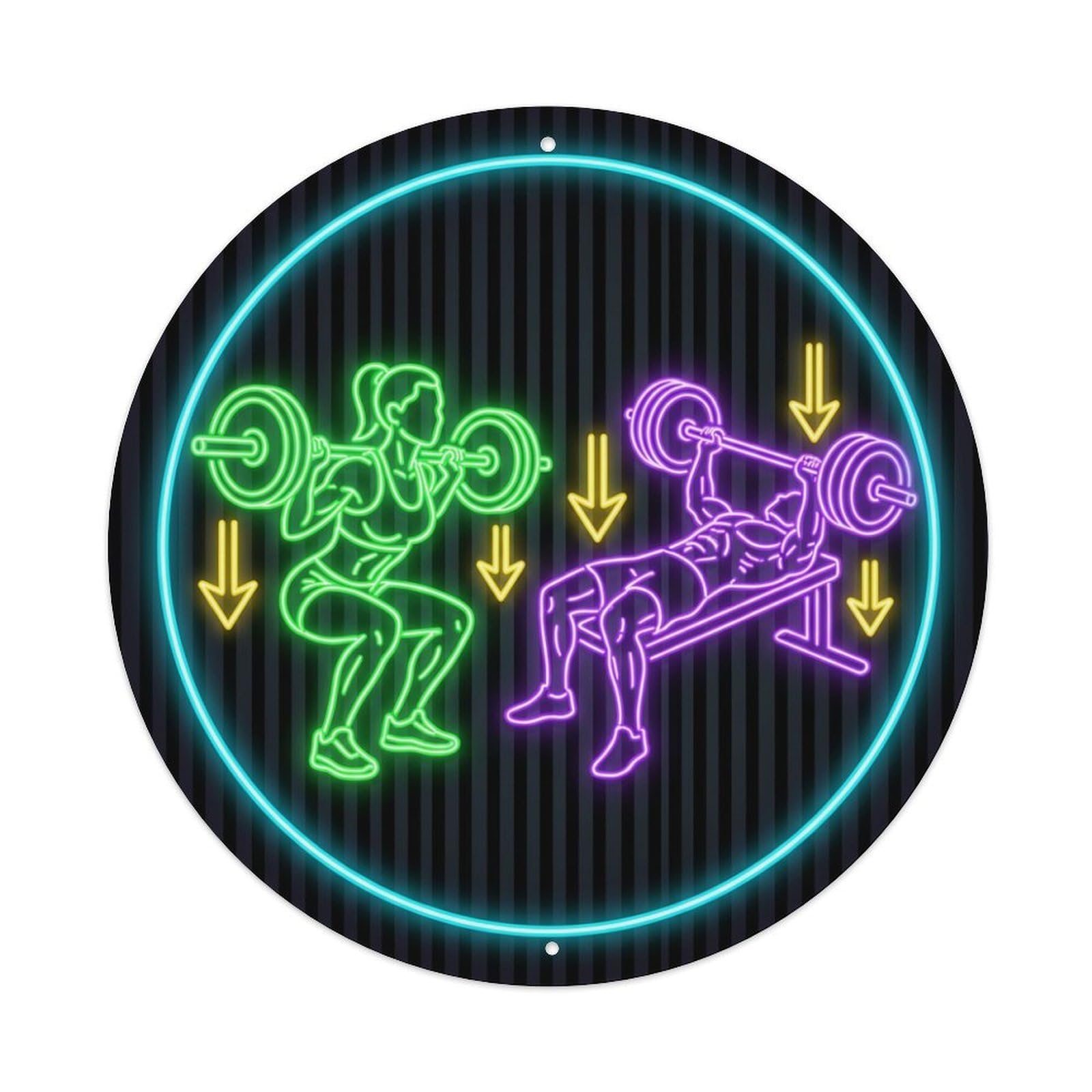 Vintage Faux Neon Gym Retro Bodybuilding Eccentric Metal Tin Sign