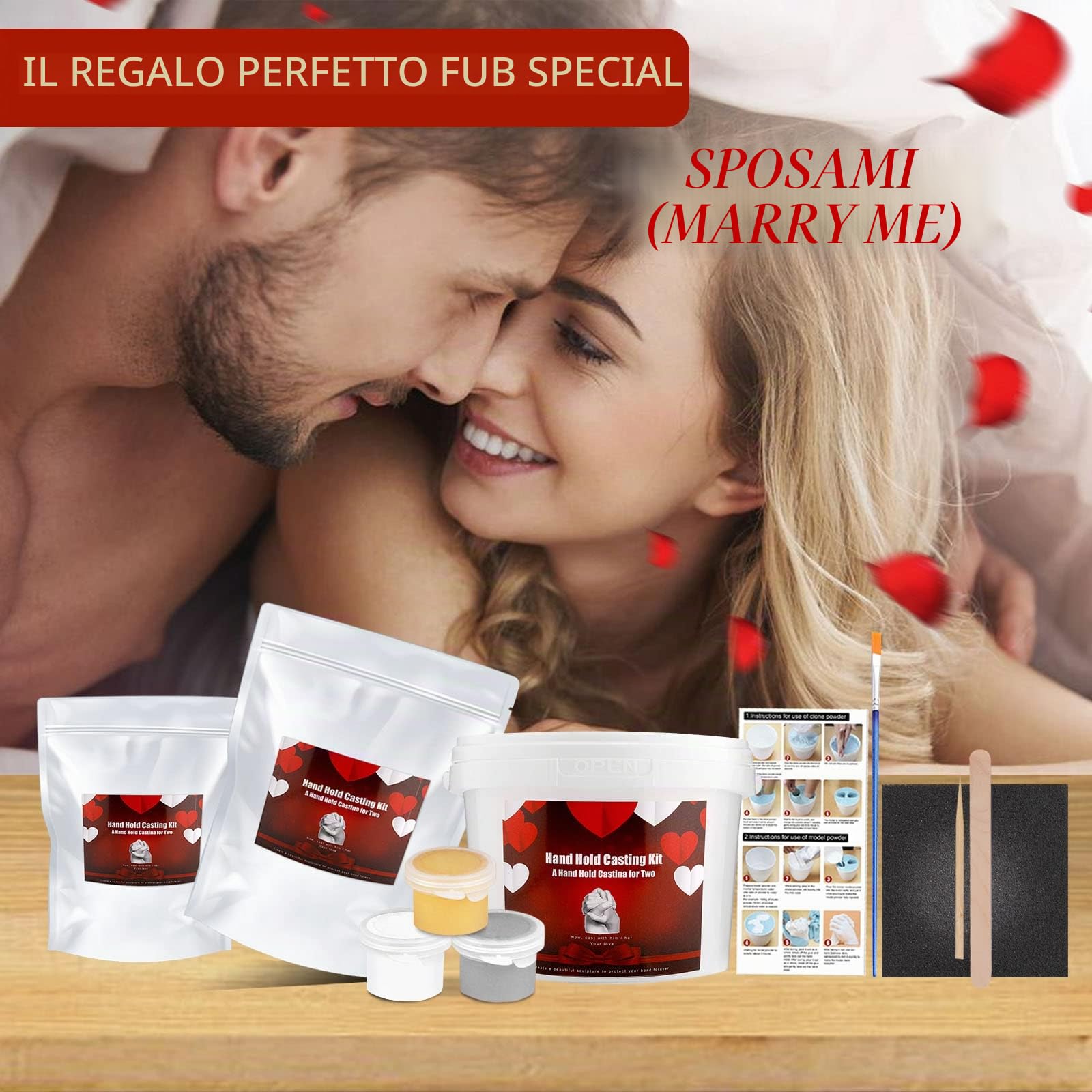 Kit di stampaggio a mano coppia impronta 3D adulti famiglia piedi e mani - idea per donna e uomo alginato - regalo innamorato con gesso per modanature - scultura d'arte decorativa