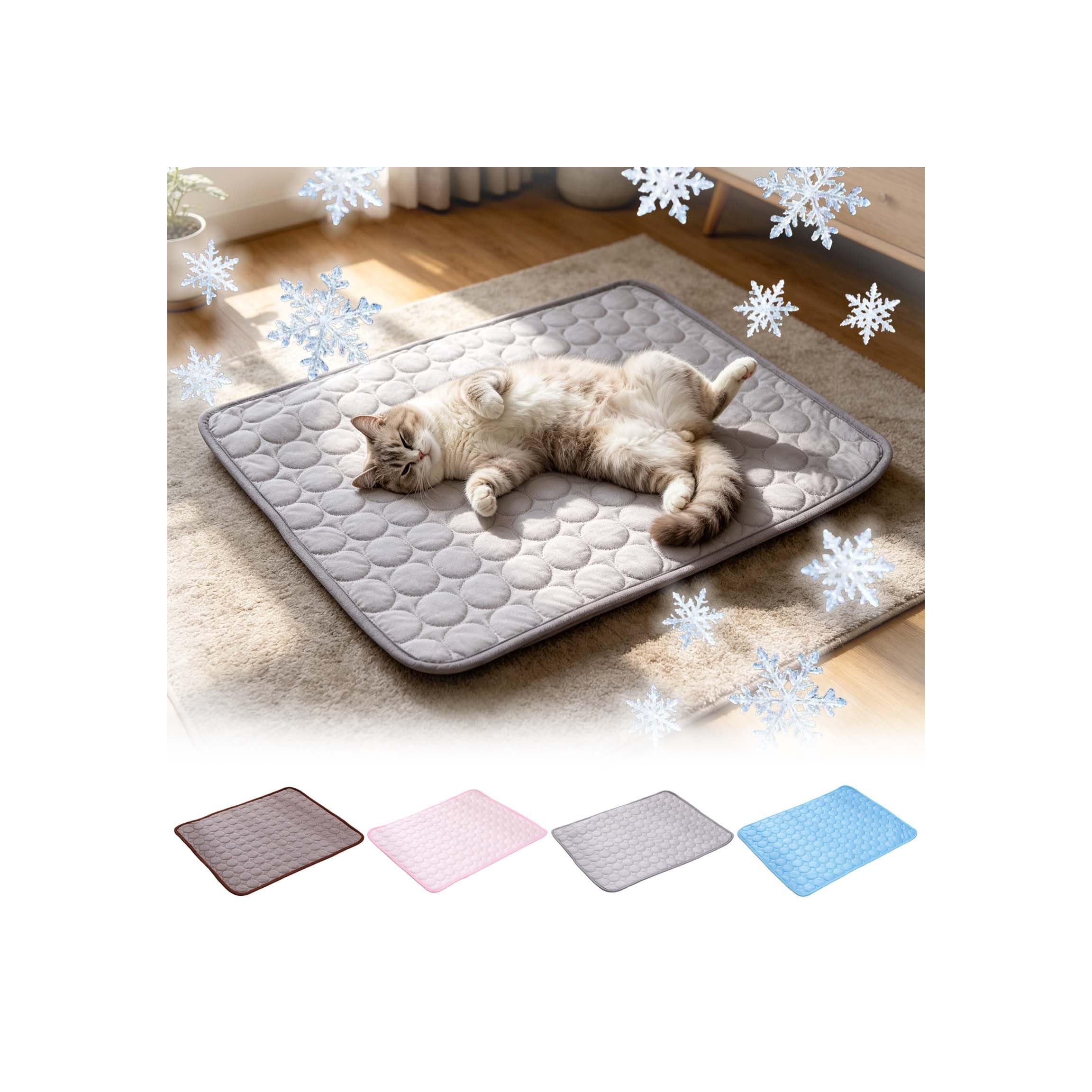 Kühlmatte SelbstküHlend für Hund Und Katze, Dünn Kühldecke Hund Sommer Hundematte Bett Kühldecke Rutschfest Kühlkissen Tragbares Waschbar Pet Cooling Mat für Hause, Auto, Reisen (Grau, 50x70cm)
