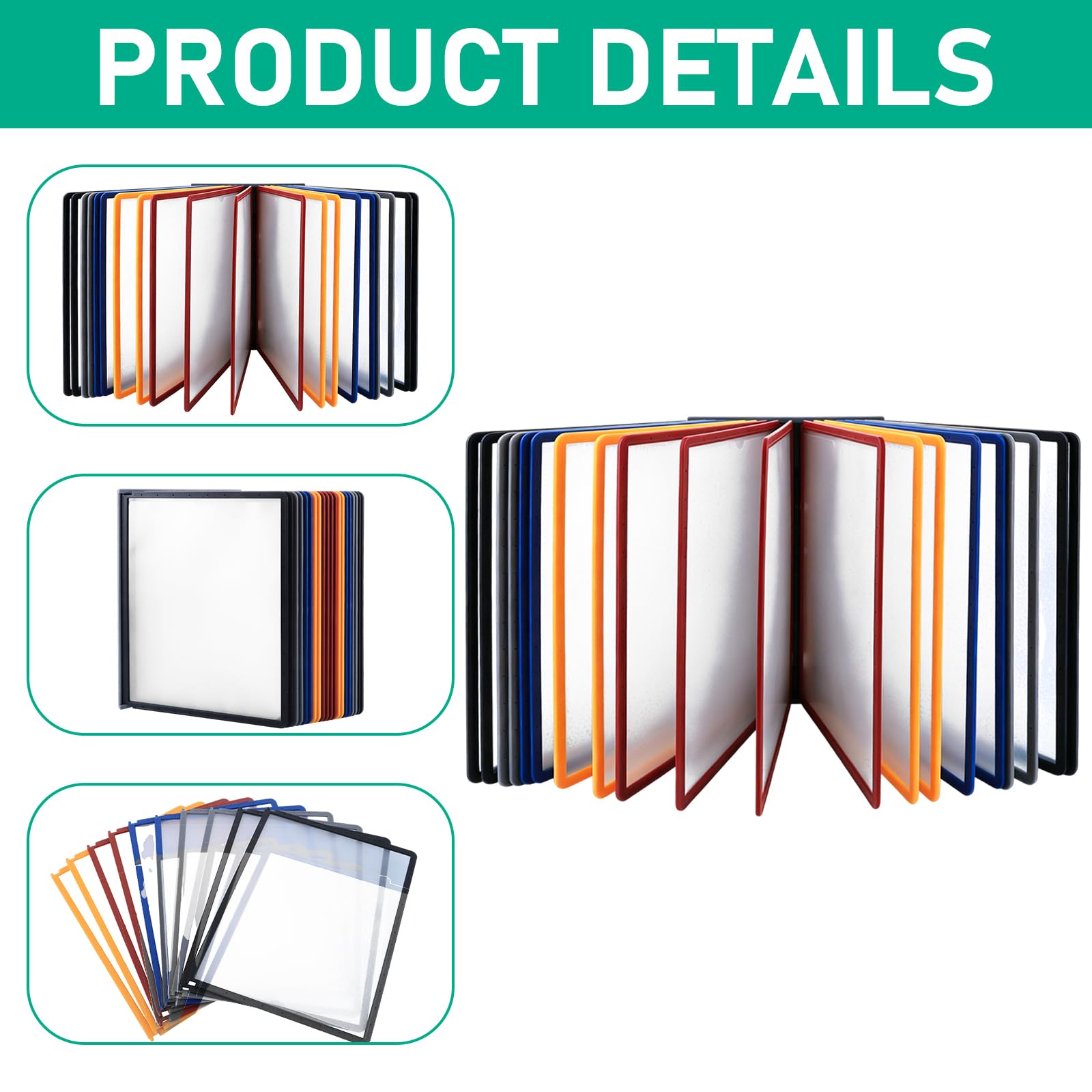 APACALI 1 sistema de pizarra de pared con 20 paneles A4, sistema de pizarra multicolor A4, soporte para documentos de pared, para salas de exposiciones, restaurantes, lugares públicos
