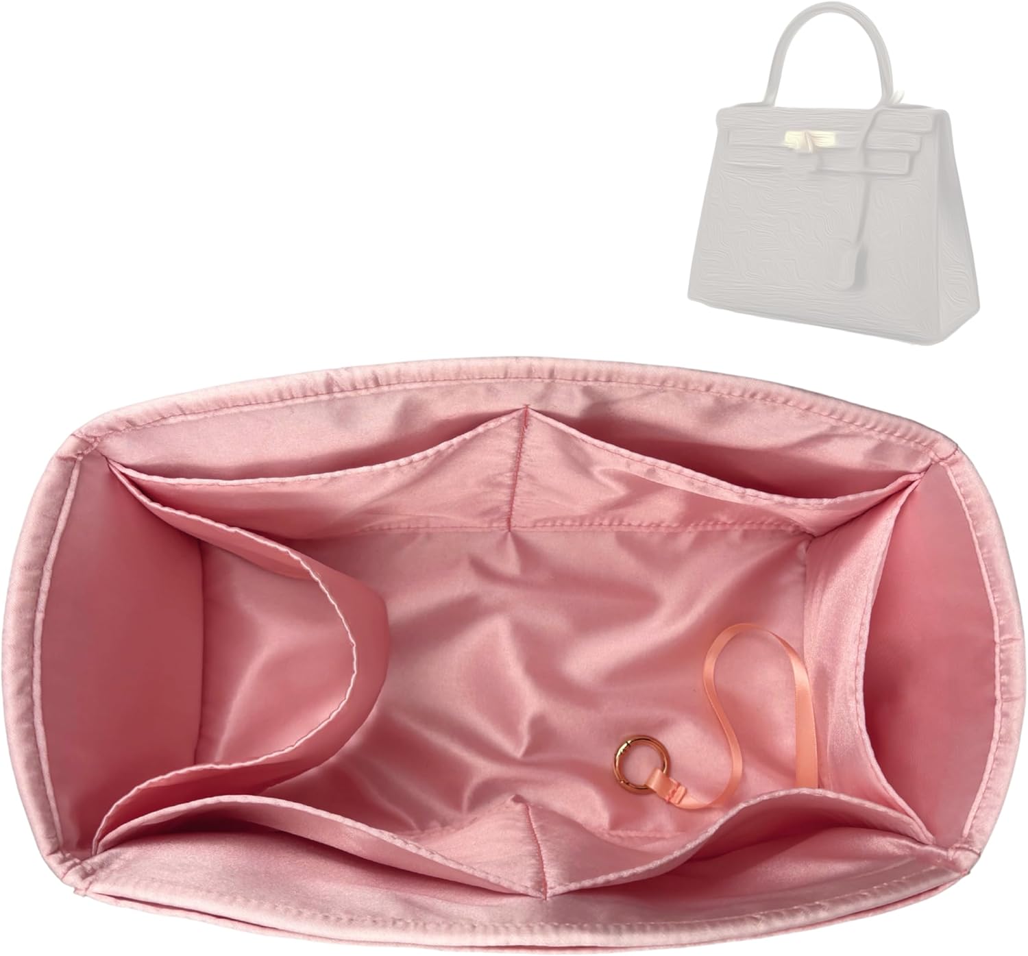 Divitize Luxe Silk Purse Organizer compatible with Hermes Kelly 20/25/28/32/35/40 Insert — Perfect Fit, 1:1 Tapered Shape, 24+ Colors, Premium Quality No Bulky Effect (Camel, for KLLY 25)