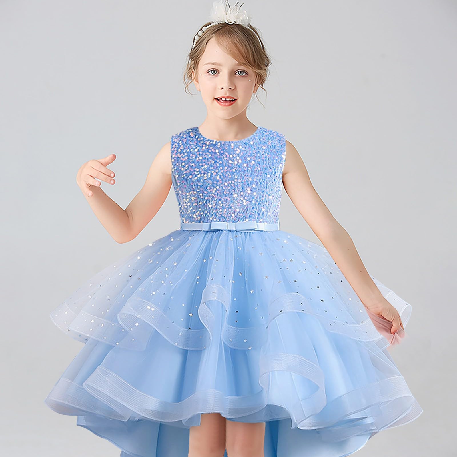 Abito da principessa per ragazze, con pizzo e tulle, per feste di compleanno, matrimoni, damigelle d'onore, vacanze, balli studenteschi