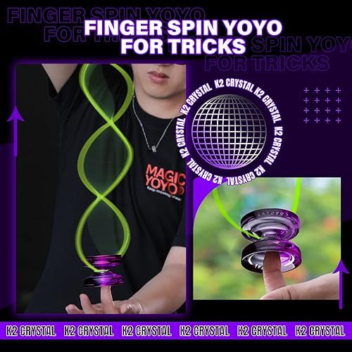Miniatura 2 de MAGICYOYO K2 Crystal - Yoyo profesional sensible para niños principiantes, rodamiento de yoyo extra insensible Pro plástico para adultos+12