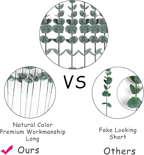 Miniatura 4 de FOIMAS 36 tallos de eucalipto artificiales, ramas de eucalipto sintético, decoración de hojas para arreglos florales, ramo de boda, decoración del