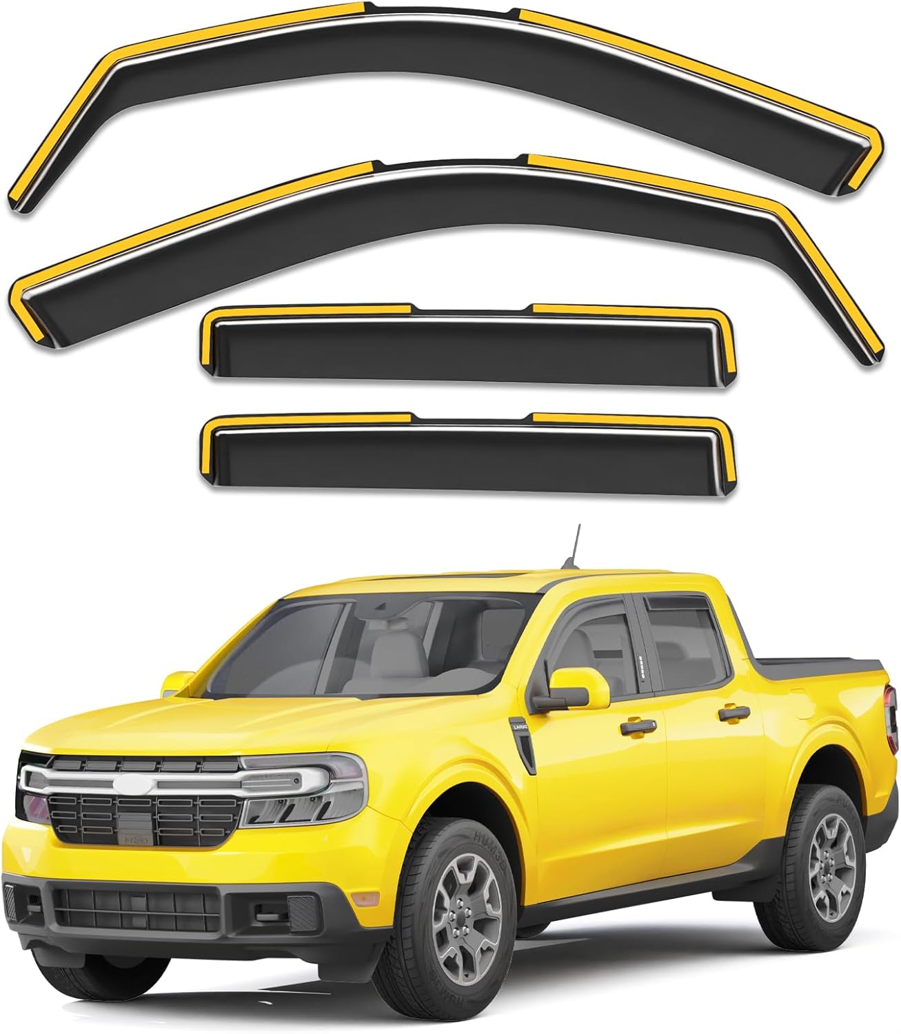 in-Channel Window Rain Guards Fit for Ford Maverick 2022 2023 2024 2025 2026 Rain Guard Extra Durable Window Deflectors Visors Truck Vent Visors Vent Shades Car Accessories