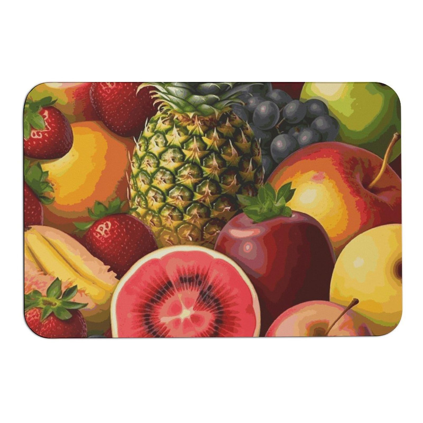 Tapis absorbant eau fruits frais antidérapant 60x40 cm tapis de sol intérieur extérieur