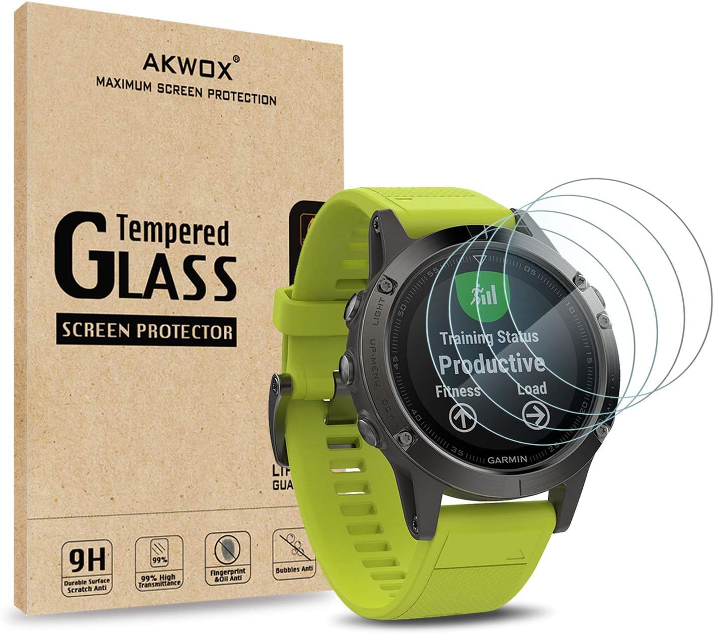 (4 Pieces) Tempered Glass Screen Protector for Garmin Fenix 5, Anti-scratch Screen Cover Glass- NOT FOR Fenix 5 Plus, Fenix 5S (Plus)/5X(Plus)