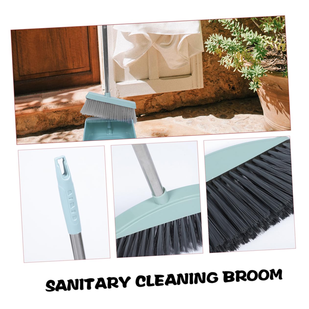 ULDIGI Portable House Cleaning Broom Large Broom Thick Broom Handle Stiff Bristles