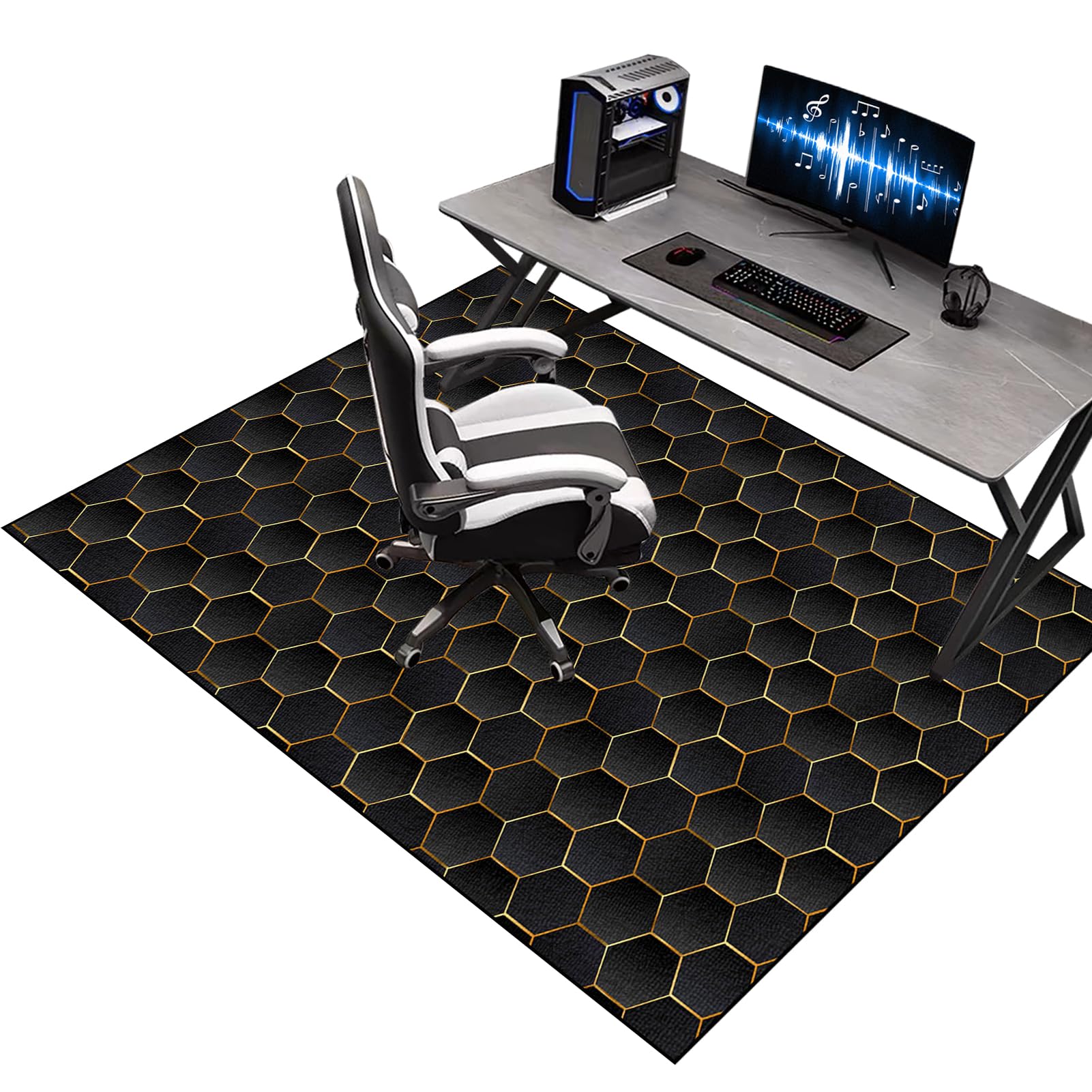 Kqiejuy Colorb0054 Heavy Duty Office Gaming Chair Mats For Carpeted And Hardwood Floor, Office Chair Mat For Carpet, Floor Protectors For Rolling Chairs, Desk Chair Mat For Carpeted Floors, Protector Rug 150 X 190 Cm