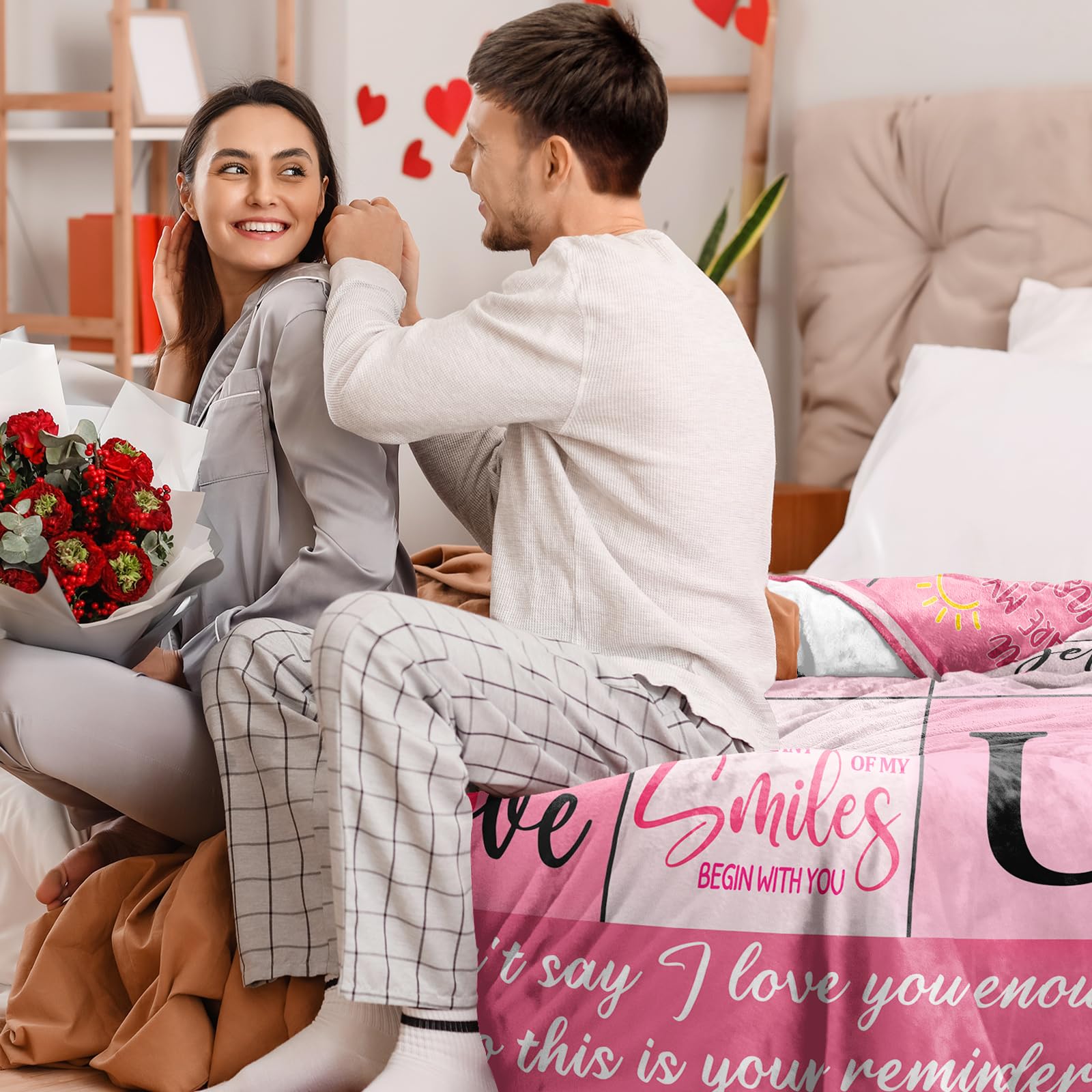 Coperta Flanella Super Morbida Con Scritta D'Amore - Regalo Romantico Per Moglie O Fidanzata