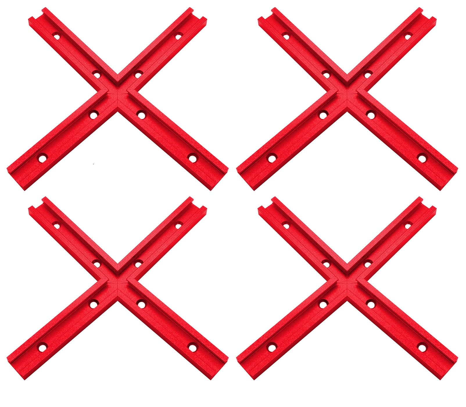 Seekliny 4Set T-Track Intersection kit Red for Woodworking, Universal Aluminum T Tracks Tool Accessories