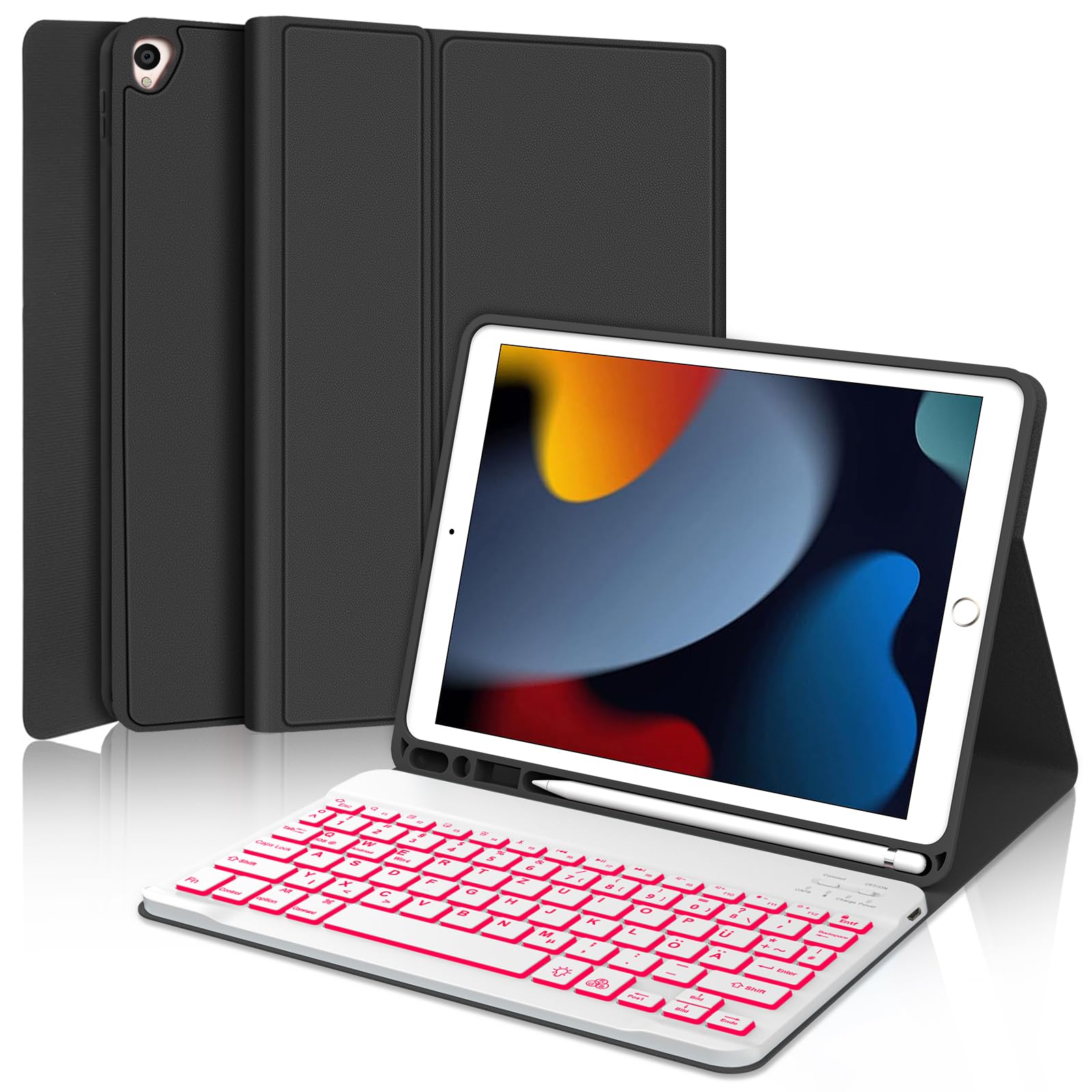 IVEOPPE Tastatur für iPad 9. Generation, Hülle mit Tastatur