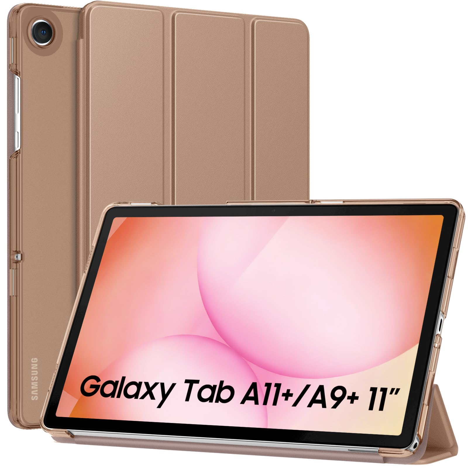 MoKo Slim Case for Samsung Galaxy Tab A11+ Plus/ A9+ Plus 11 Inch | Smart Stand Hard PC Translucent Back Shell Cover for Galaxy Tab A11+/A9+ Tablet, Auto Sleep/Wake, Milky Coffee