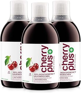 Cherry PLUS Konzentrat aus 1.450 Montmorency-Sauerkirschen - hochkonzentriert (aus Direktsaft) – naturrein – 3 x 500 ml