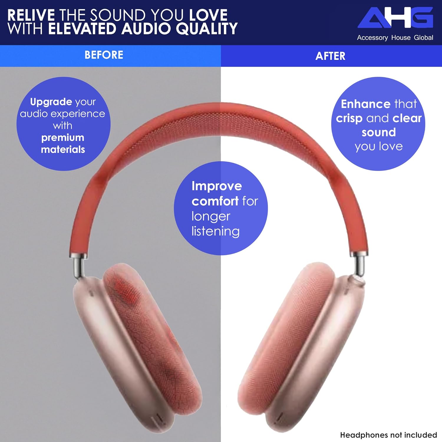 AHG Accessory House Global Upgraded Replacement air pods max Ear Cushions Pads Compatible with Apple AirPods Max Headphones (Pink). Silicone Lined Mesh/High-Density Foam/Strong Magnet - Image 4