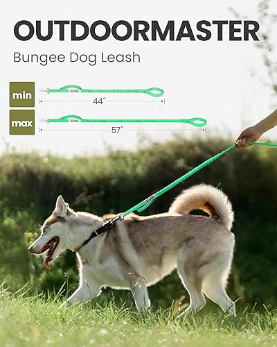 Miniatura 3 de OutdoorMaster Correa elástica para perro, correa resistente para perro con absorción de golpes, 2 asas acolchadas, correa de entrenamiento mejorada,