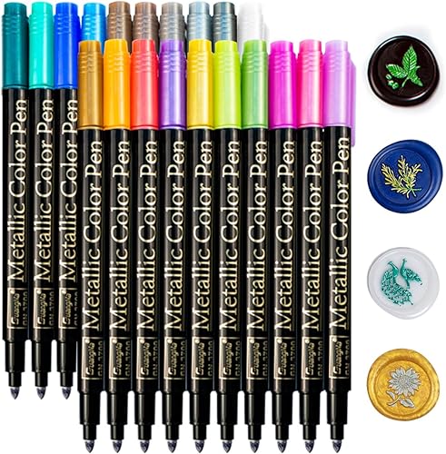 20 bolígrafos de cera para decorar cera de sellado, bolígrafo de color metálico de alta calidad para sello de cera de sobres de boda, se adapta a