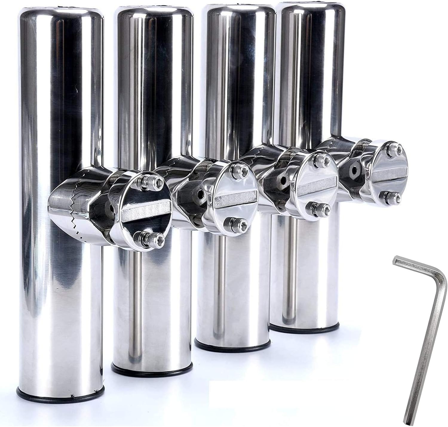 KIFSDLF 4pcs Fishing Rod Holder, Stainless Rail Mount Clamp on, Adjustable Pole for Rails for Boat Yacht