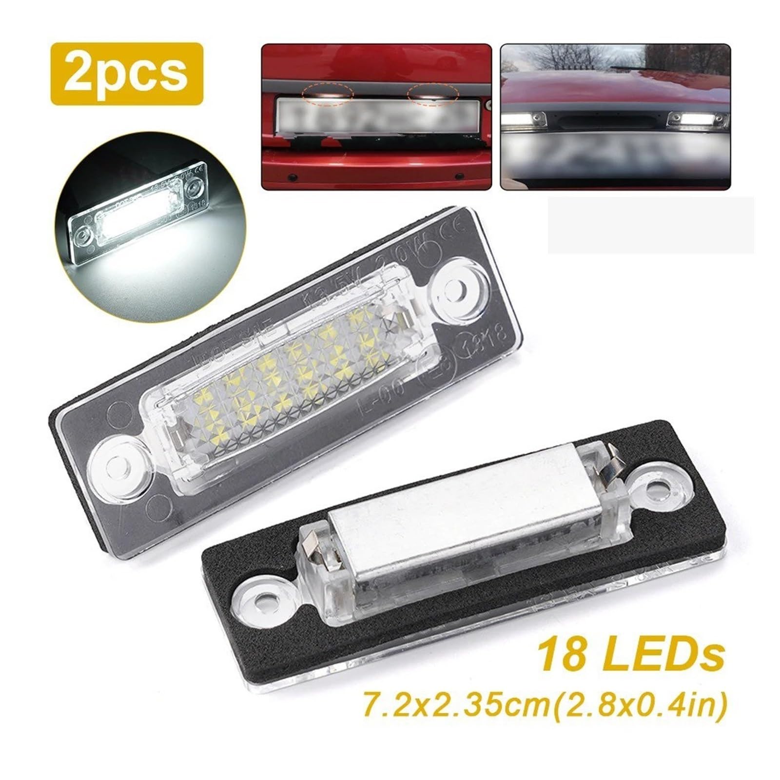 Iluminación De Matrícula Para Skoda Super 1 2002 2003 2004 2005 2006 2007 2008 2 Uds Luz De Placa Matrícula LED Con 18 LEDs 12V