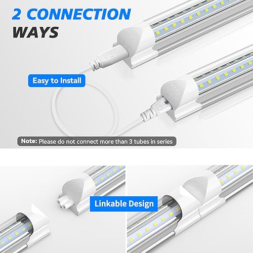 Miniatura 3 de SHOPLED 8FT Shop Light 100W 15000LM 6500K 12-Pack Linkable V-Shape Led Shop Light Plug & Play T8 Tube Lights for Garage, Warehouse, Basement