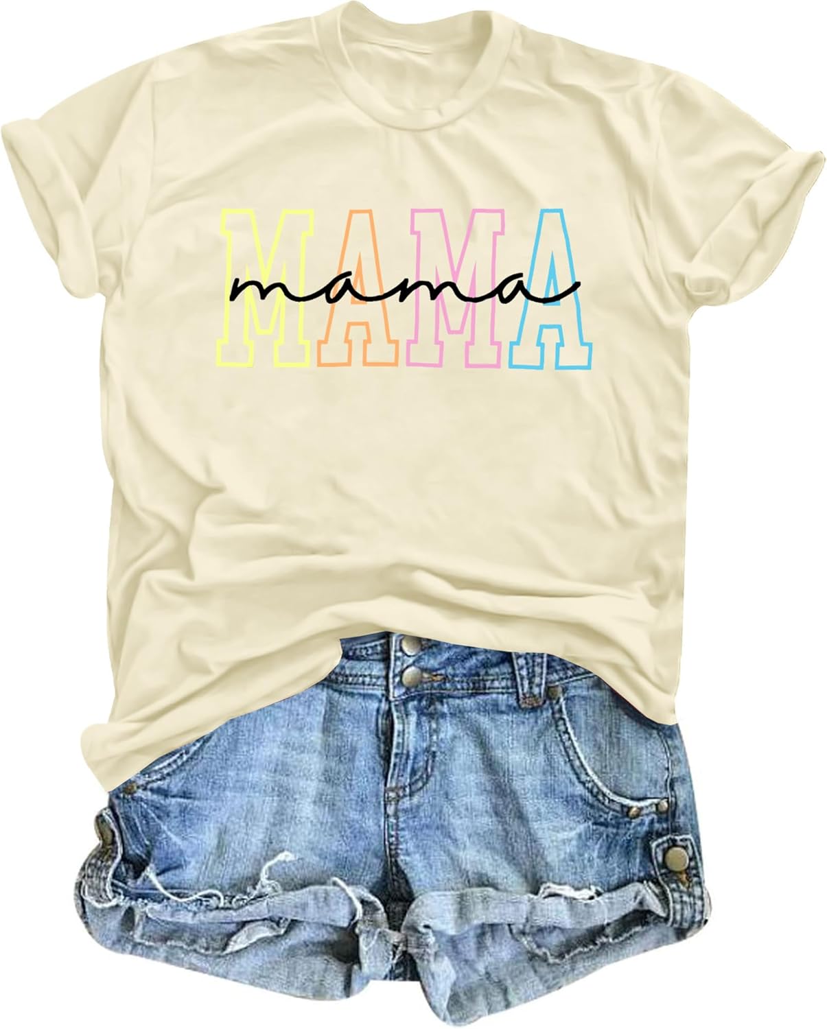 Mama Shirts for Women Mama Letters Print T Shirt Funny Mom Graphic Tees Shirt Casual Mothers Gift Top