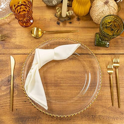 Miniatura 5 de Simply Elegant Plato de carga de vidrio con puntada de cesta, plato de servicio para fiestas, cenas, bodas, quinceañeras y eventos, 13 pulgadas de