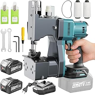 Yofuly Elektrische Sacknähmaschine für Maa-kita 18V Akku, Tragbare Nähmaschine mit 2 * 4.0Ah Akku, Nähstärke 0.1–10mm mit Automatischem, Handnähmaschine für Sandsack,Gewebesack,Getreidesack,Jutesack