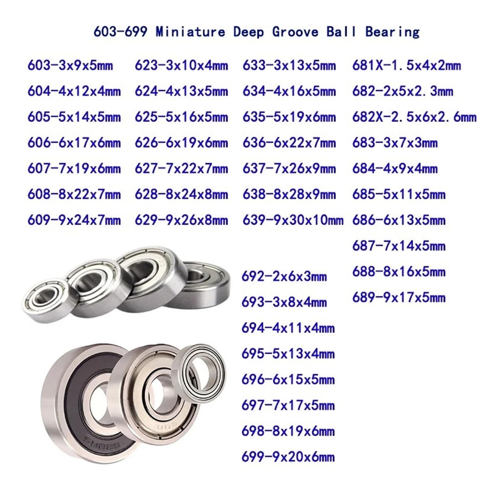 10 Uds 603-699 Rodamiento Rígido De Bolas En Miniatura 2RS(ABEC 3-694-4x11x4mm)