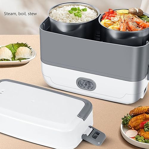 Miniatura 2 de Fiambrera eléctrica, caja fuerte de 4 revestimientos interiores de acero inoxidable portátil para el hogar para la oficina (enchufe de EE. UU.)