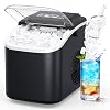 Ice Maker Countertop Ice Machine: 12KG/24H, 8 Bullet Ice Cube Ready in 6 Mins, Self-Cleaning Ice Machine with Basket and Scoop for Home, Kitchen, Party, RV (Black)