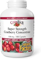 Natural Factors CranRich Super Strength Cranberry Concentrate 500mg - Urinary Tract Bladder Health Antioxidant Support 180 Capsules