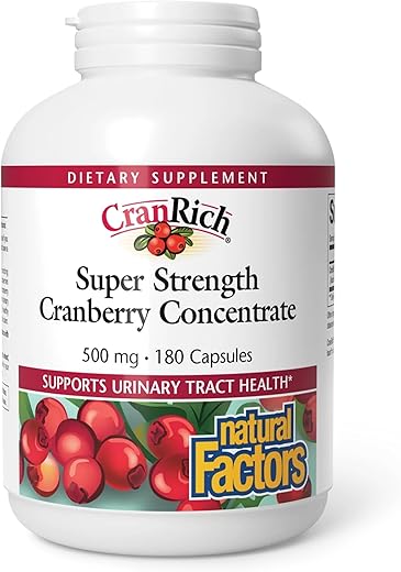 海外直送品Natural Factors CranRich Super Strength Cranberry Concentrate, Cranberry 180 Caps 500 mg